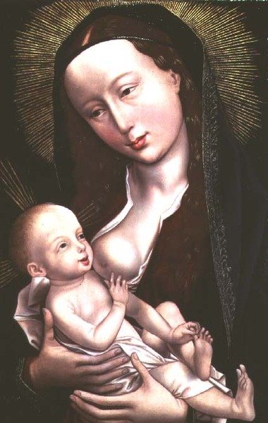 Madonna e Criança (painel) de Rogier van der (attr. to) Weyden