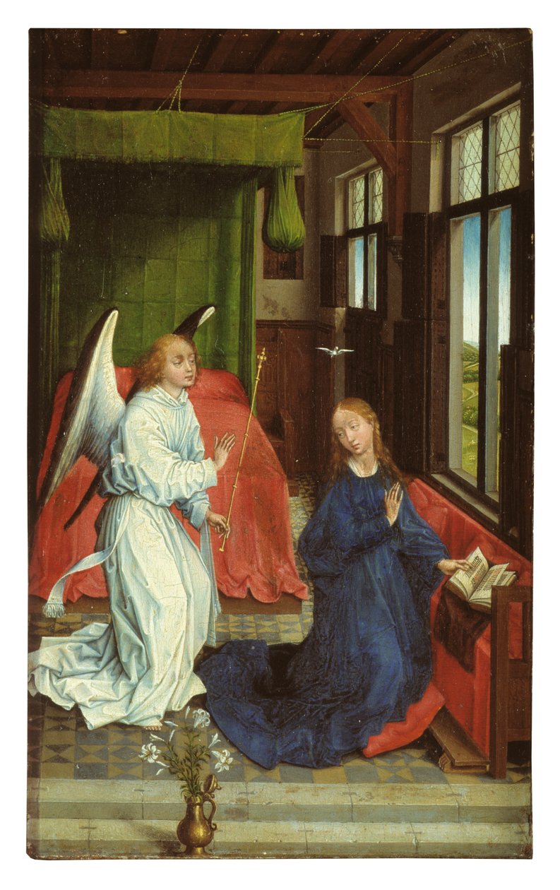 Anunciação (óleo sobre painel) de Rogier van der (follower of) Weyden