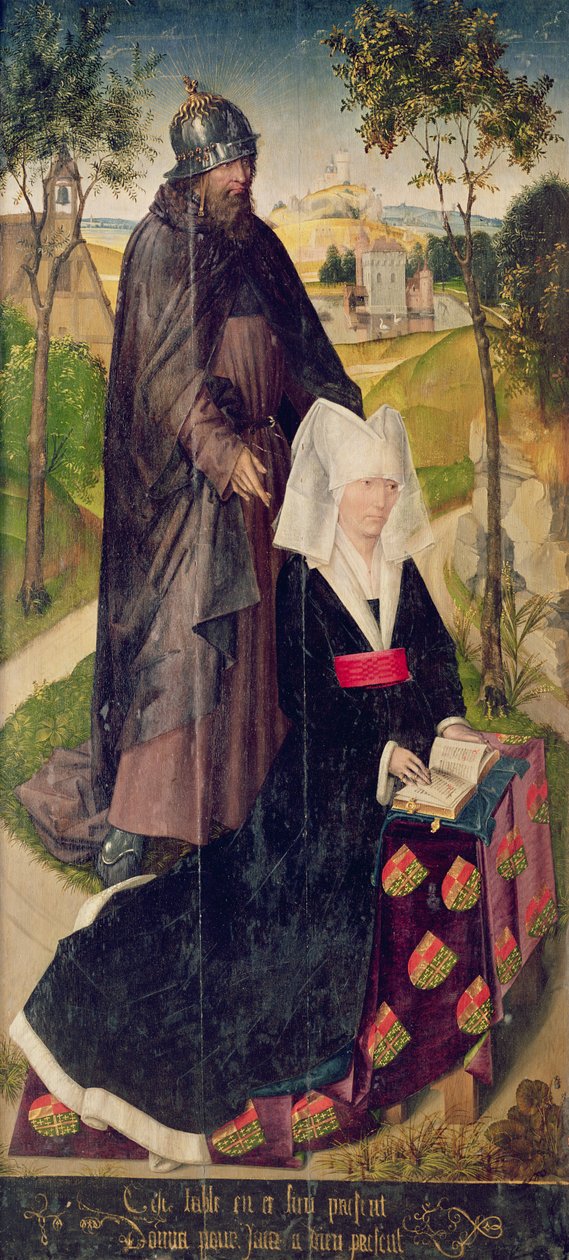 Guillemette de Montagu com Saint Guillaume, 1460-66 (painel pintado) de Rogier van der Weyden