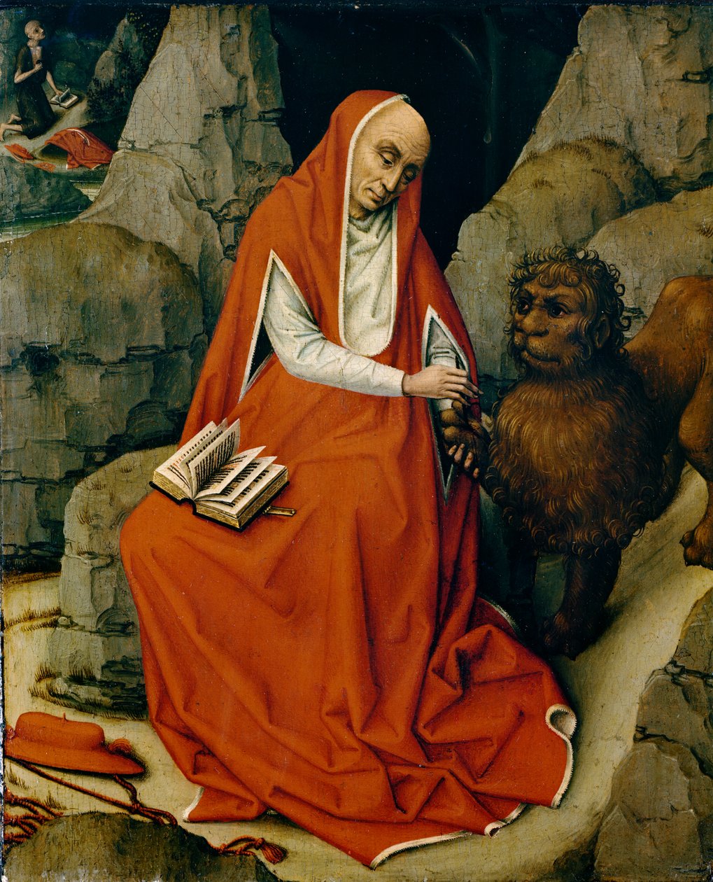 São Jerônimo no Deserto, c.1450-65 (óleo sobre painel de carvalho) de Rogier van der Weyden