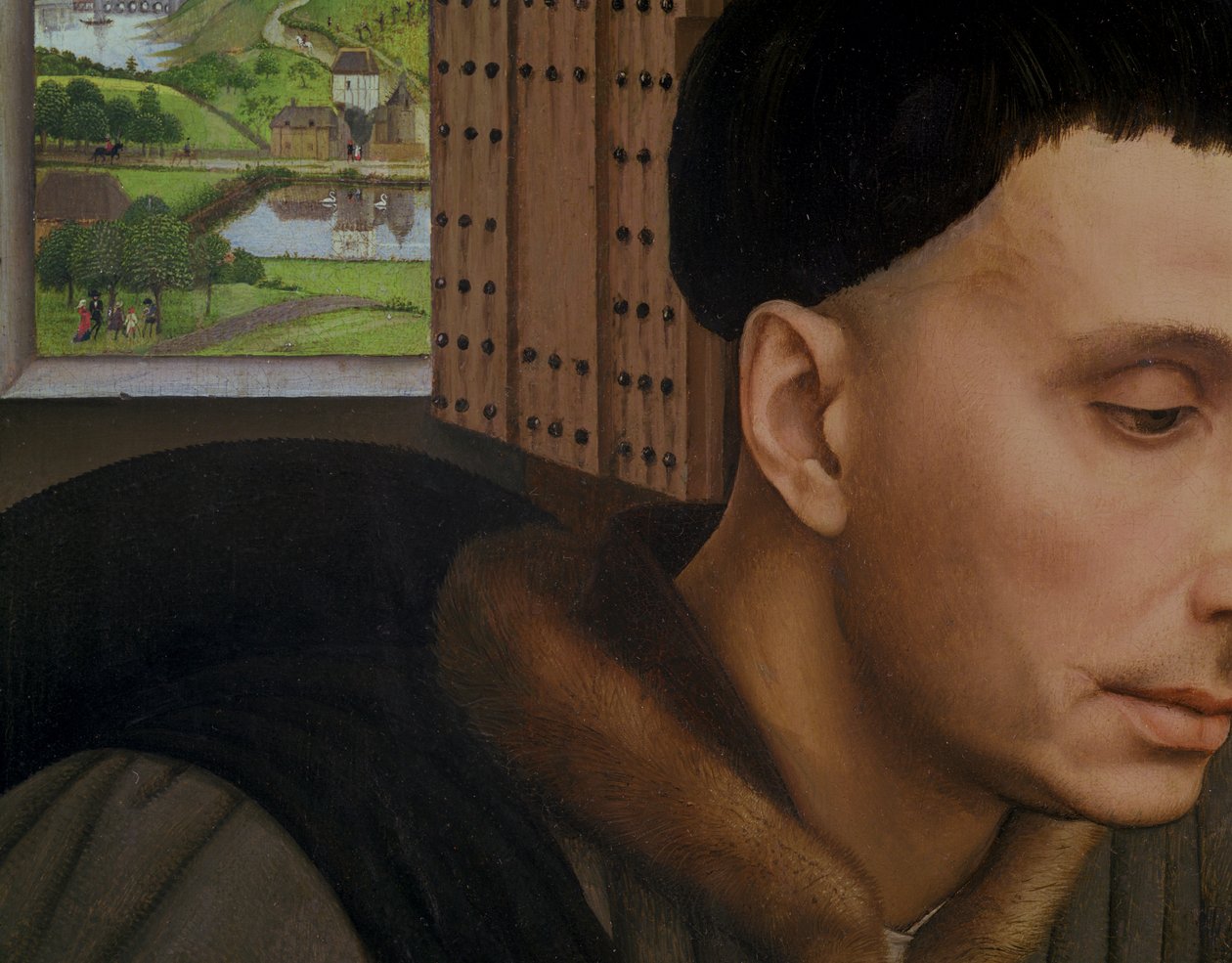São Ivo, detalhe da Janela e Cabeça de Santo Ivo, c.1450 de Rogier van der Weyden