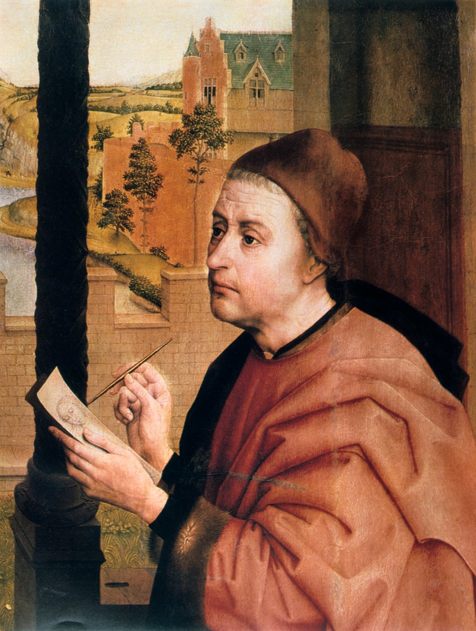 St Luke Drawing the Virgin, detalhe, século XV. de Rogier van der Weyden