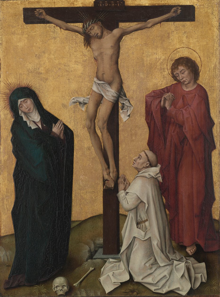 A crucificação com um monge cartuxo, c. 1460 de Rogier van der Weyden