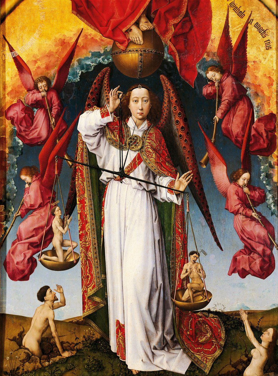 O retábulo do Juízo Final de Rogier van der Weyden (1399-1464), óleo sobre tela, 215x560 cm, detalhe de Rogier van der Weyden