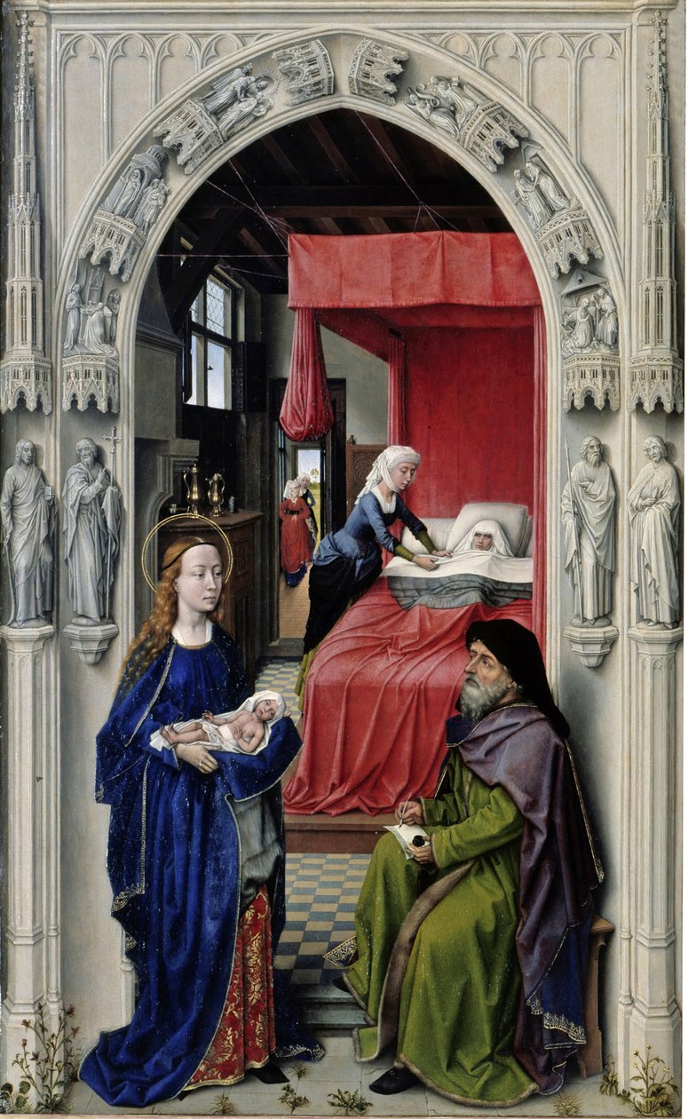 A Natividade de João Batista O Altar de São João, painel esquerdo, ca 1455 de Rogier van der Weyden