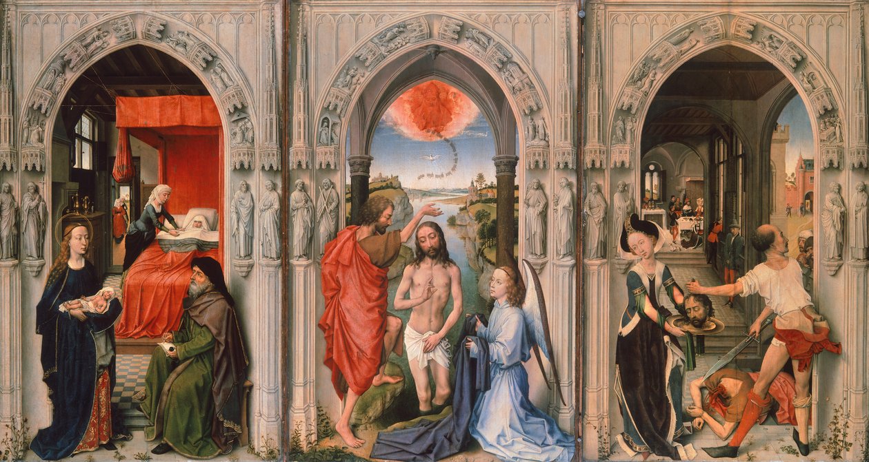 Tríptico do Baptista por Rogier van der Weyden (1399-1464) de Rogier van der Weyden