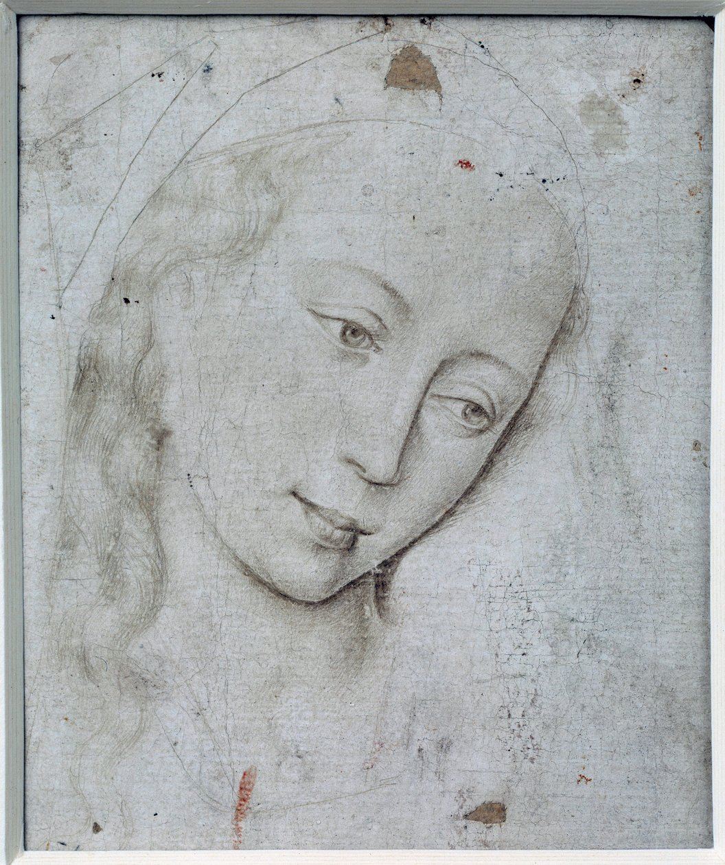 A cabeça da Virgem. Desenho de Rogier (Roger) Van Der Weyden (1400-1464) Ec. Flam. de Rogier van der Weyden