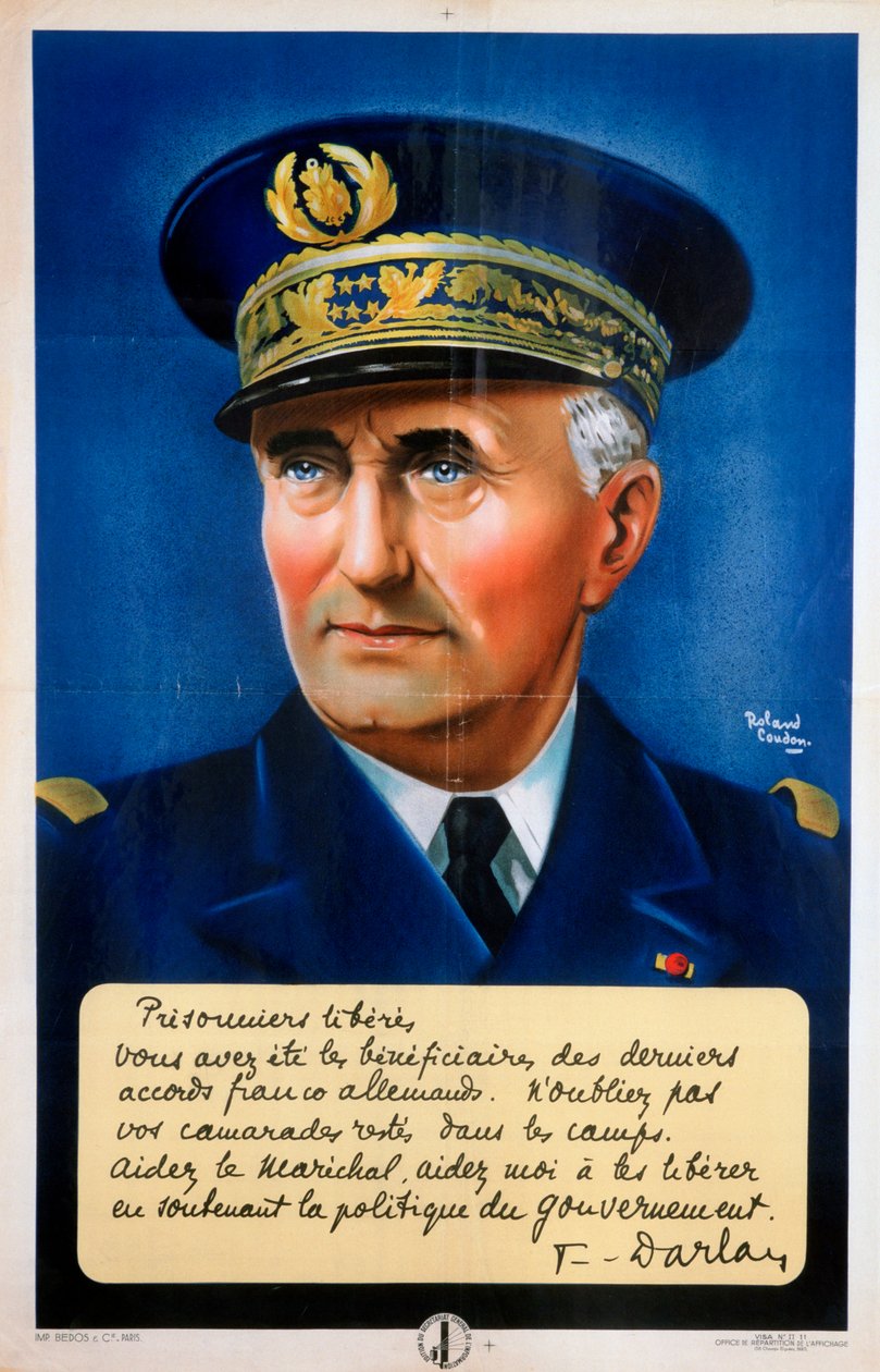 Almirante Darlan, cartaz de propaganda francesa de Vichy, c1940-1942 de Roland Coudon
