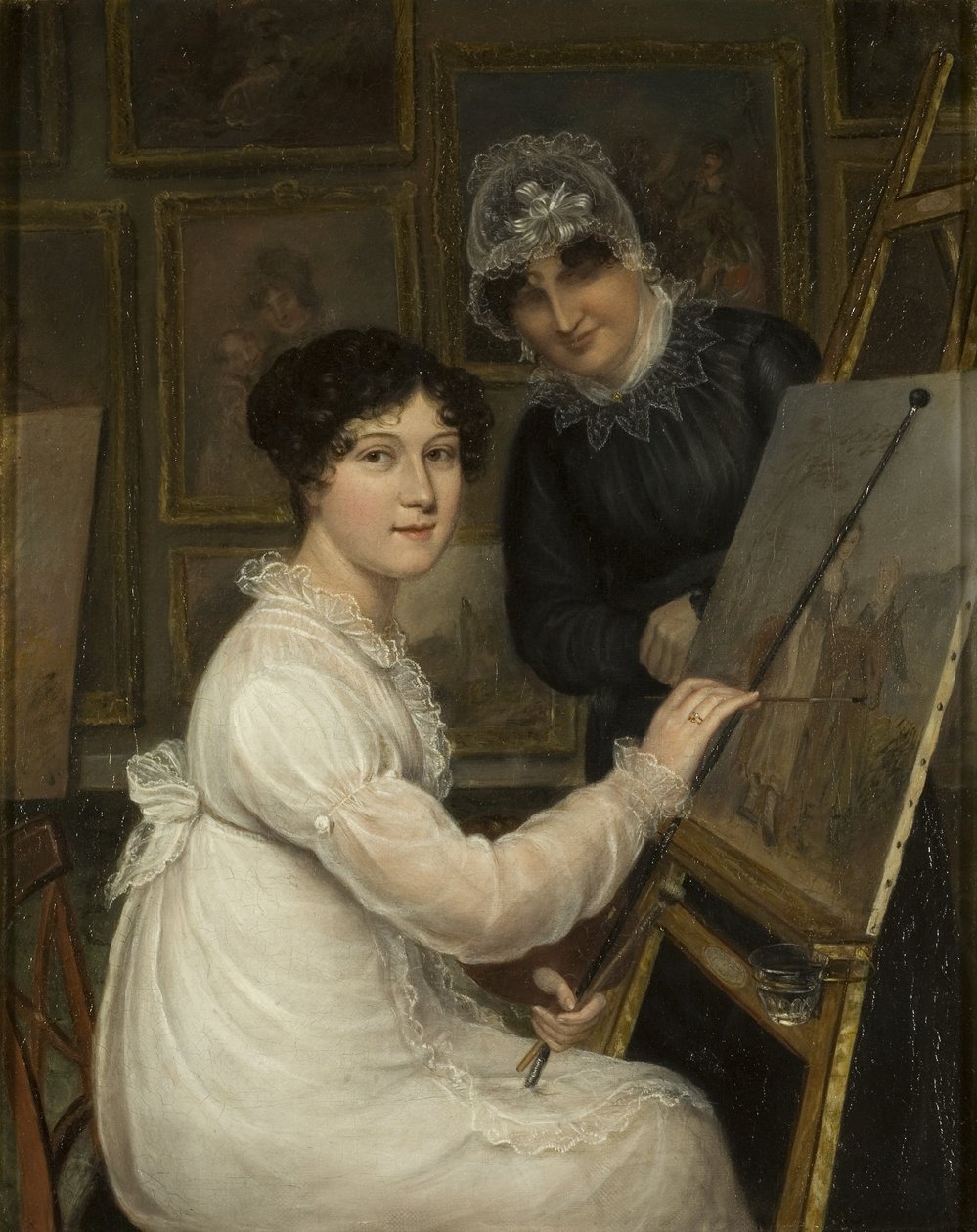 A Artista e sua Mãe (óleo no painel) de Rolinda Sharples