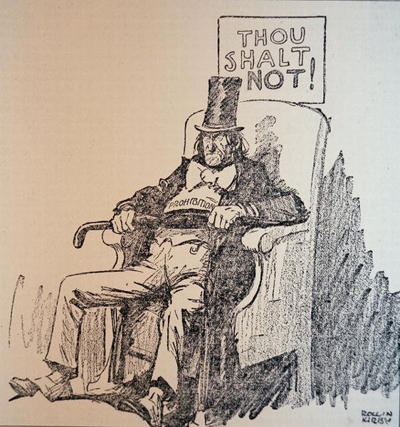 "Thou Shalt Not", desenho animado que condena o consumo de álcool durante a era da proibição americana (1920-33) (litho) de Rollin Kirby