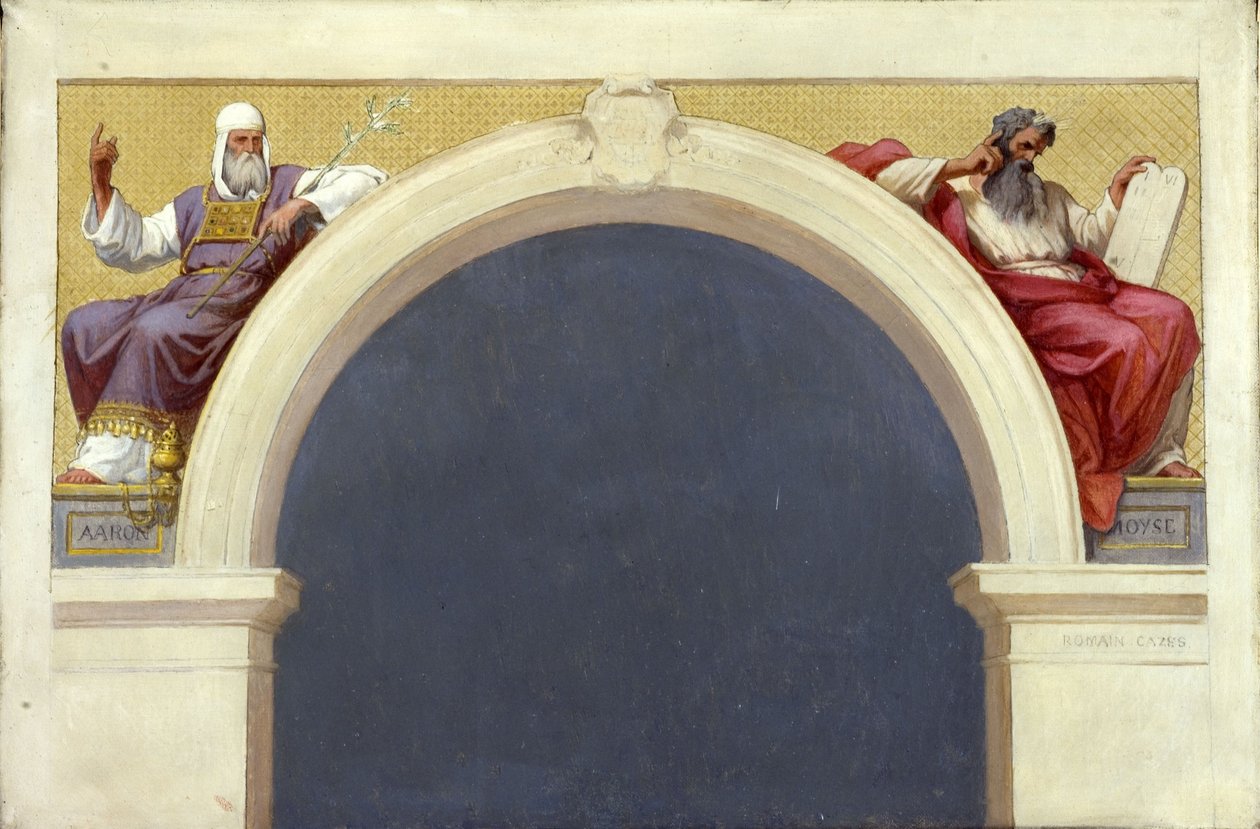 Esboço para a igreja de Saint-François-Xavier: Moisés e Aarão, entre 1874 e 1876 (óleo sobre tela) de Romain Cazes