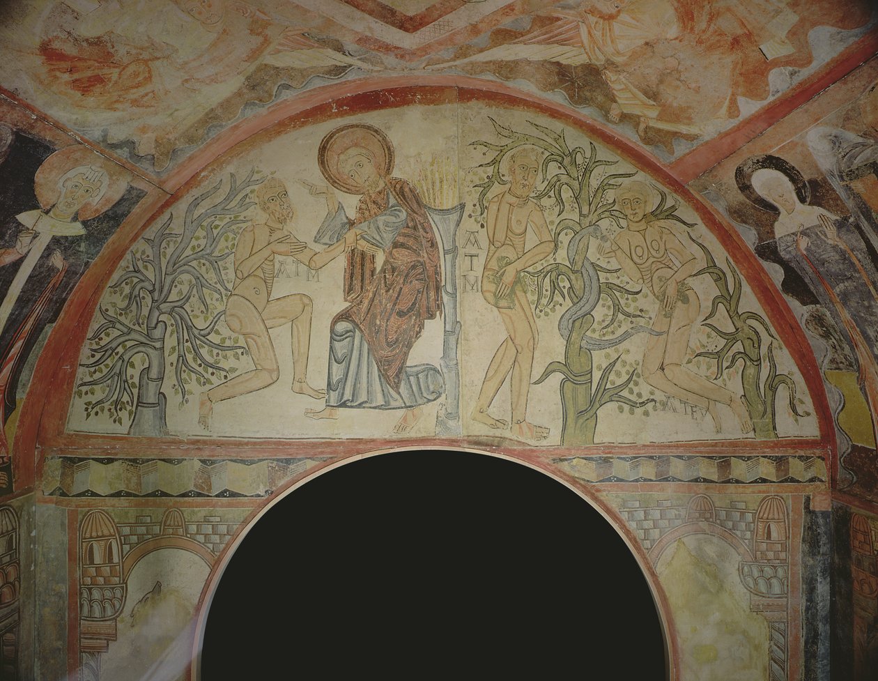 Adão e Eva, de uma capela romana reconstruída de Roman