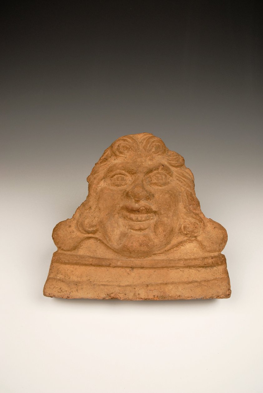 Antefix na forma de uma cabeça de Górgona, do século I a II (terracota) de Roman