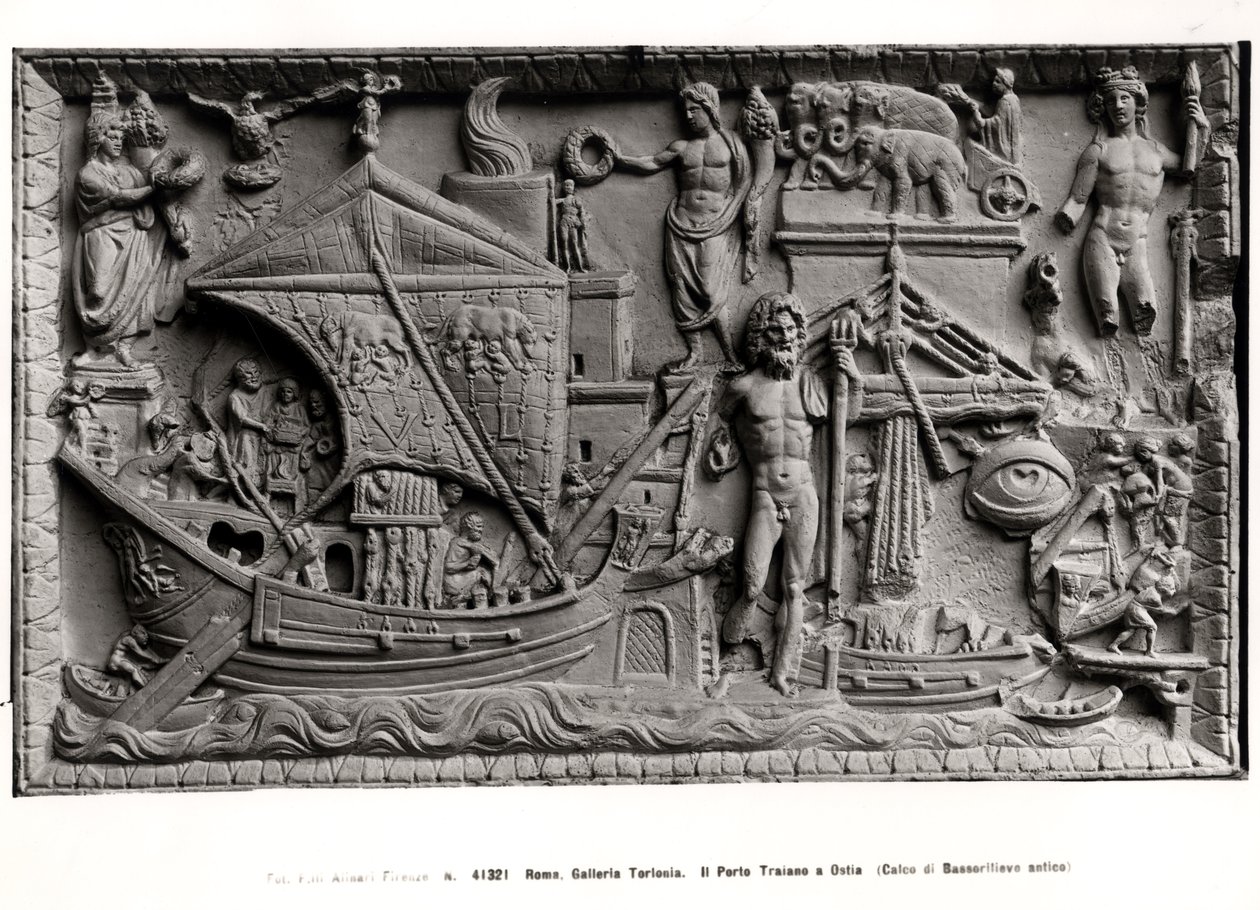 Chegada de um navio em Trajans Port, Ostia, c.200 AD de Roman