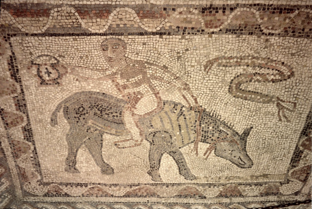 Atleta Recebendo um Troféu depois de Vencer a Corrida do Desultor, do chão de uma casa (mosaico) de Roman