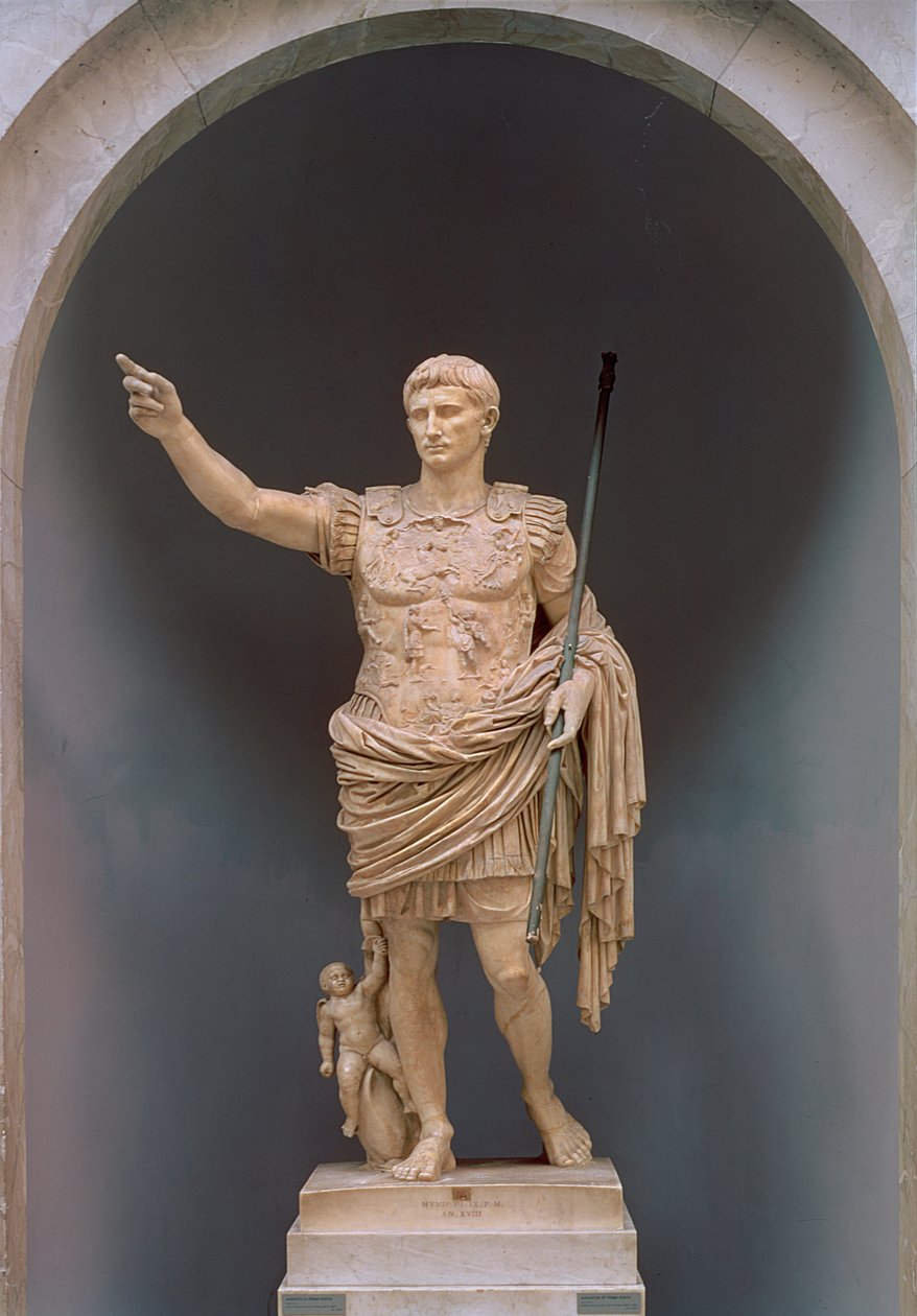 Augusto de Prima Porta, c.20 aC (mármore) de Roman