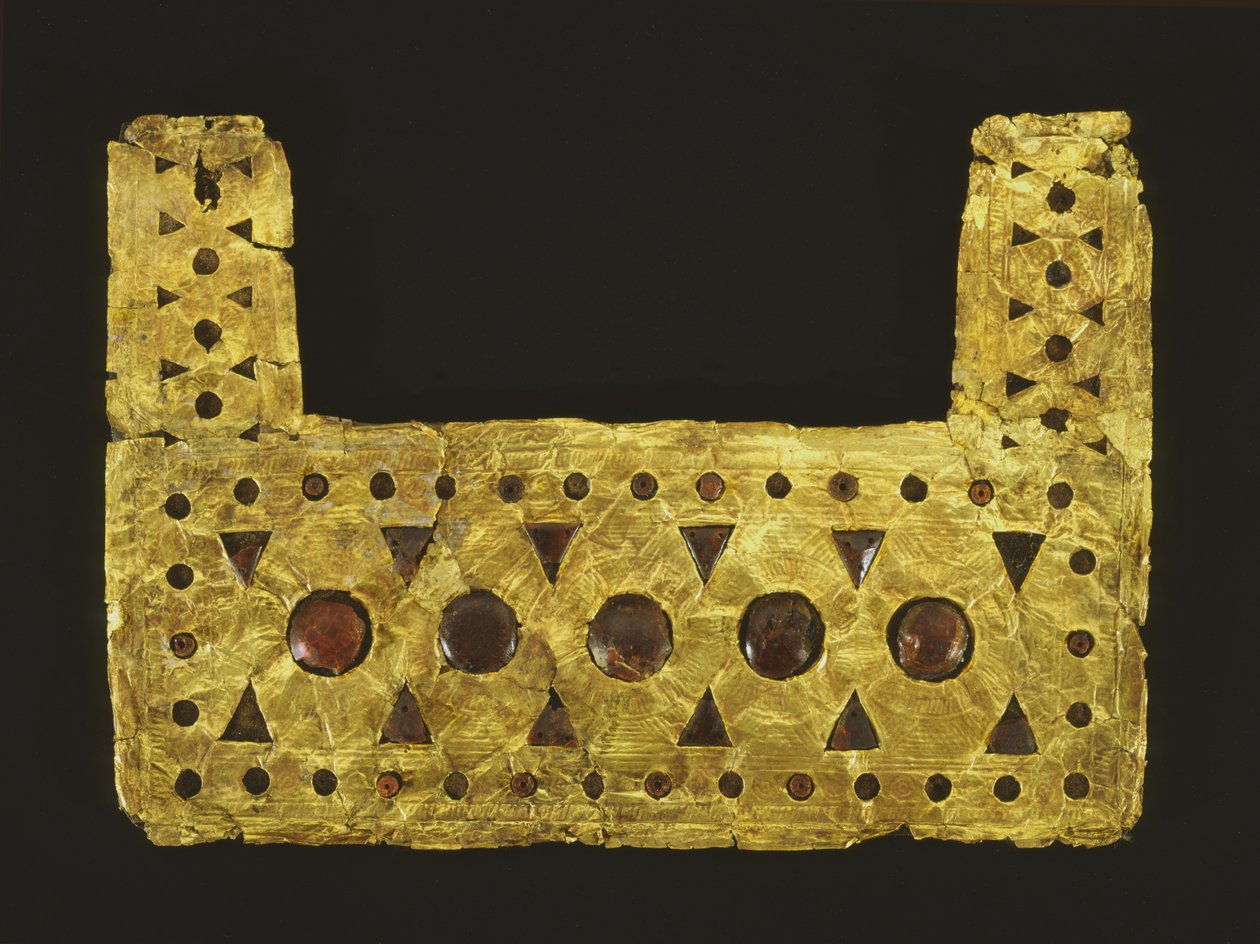 Peitoral, da tumba de Castlellani em Palestrina (ouro e âmbar) de Roman