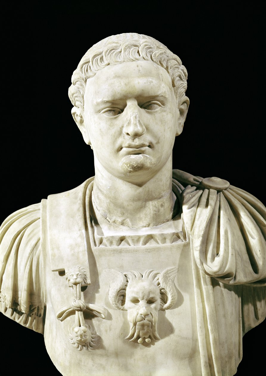 Busto do Imperador Domiciano (51-96 dC) (mármore) de Roman