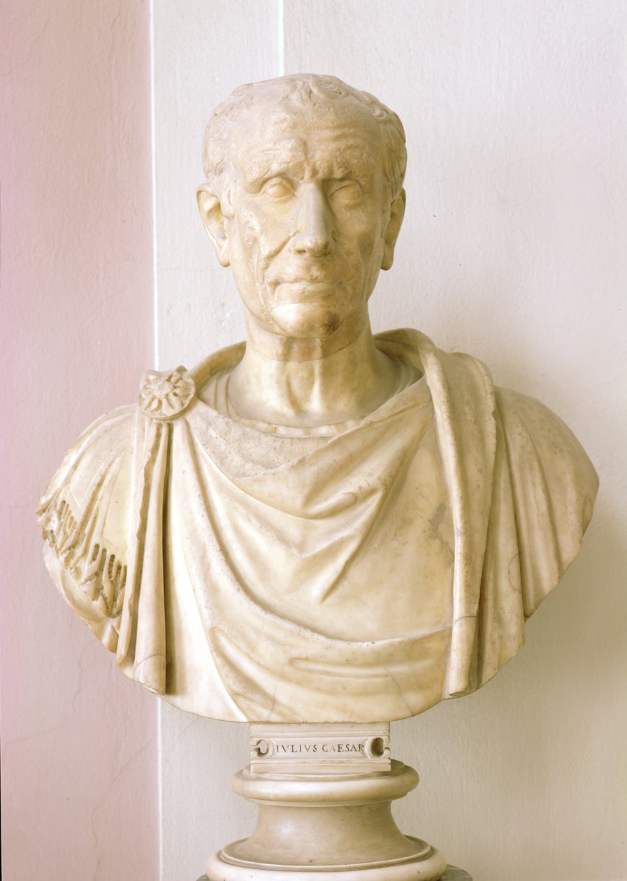 Busto de Júlio César (100-44 aC) (mármore) de Roman
