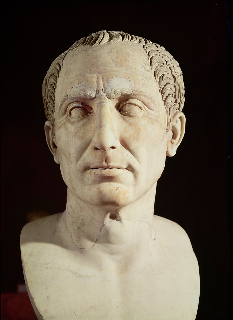 Busto de Júlio César (100-44 aC) (mármore) de Roman