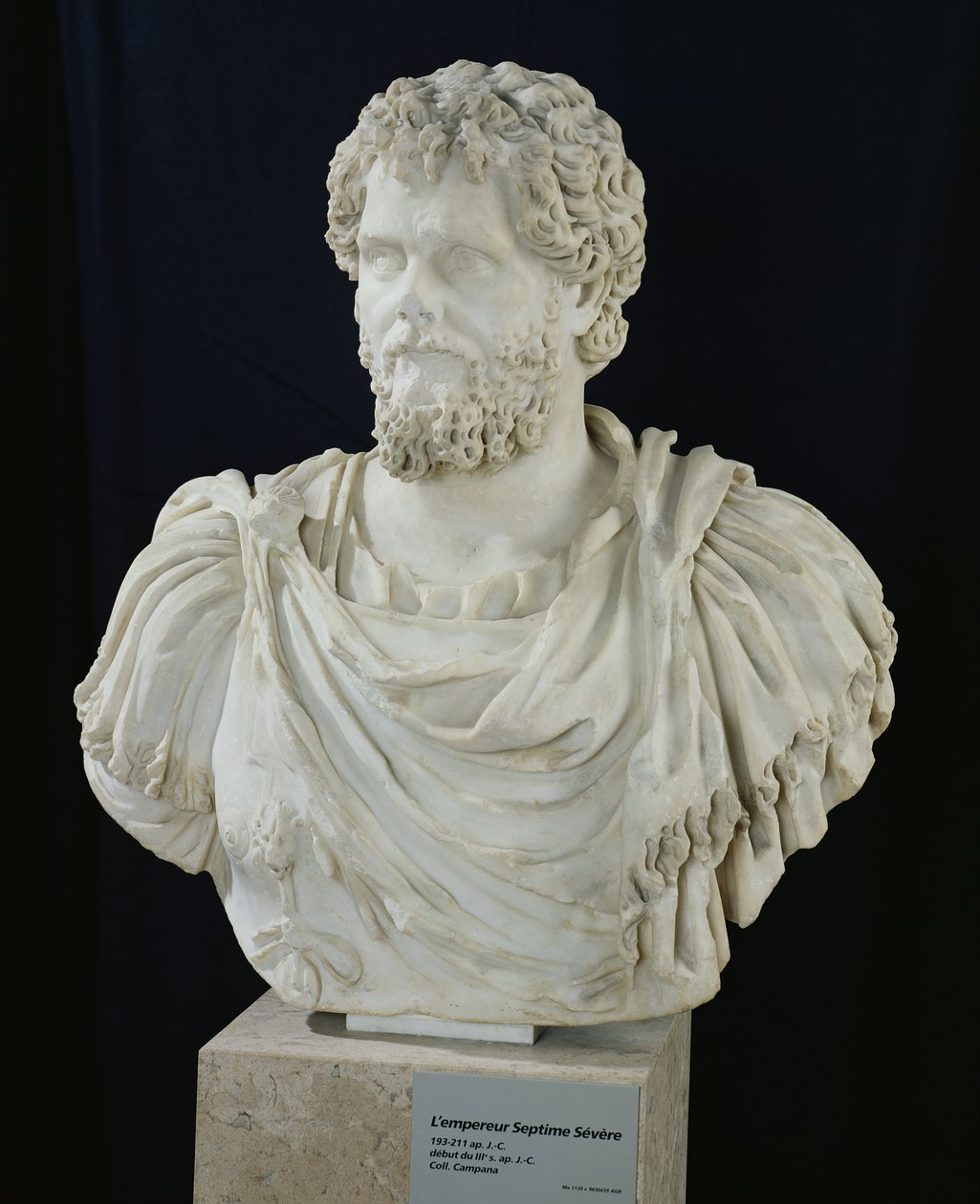 Busto de Septimus Severus (145-211) (mármore) de Roman