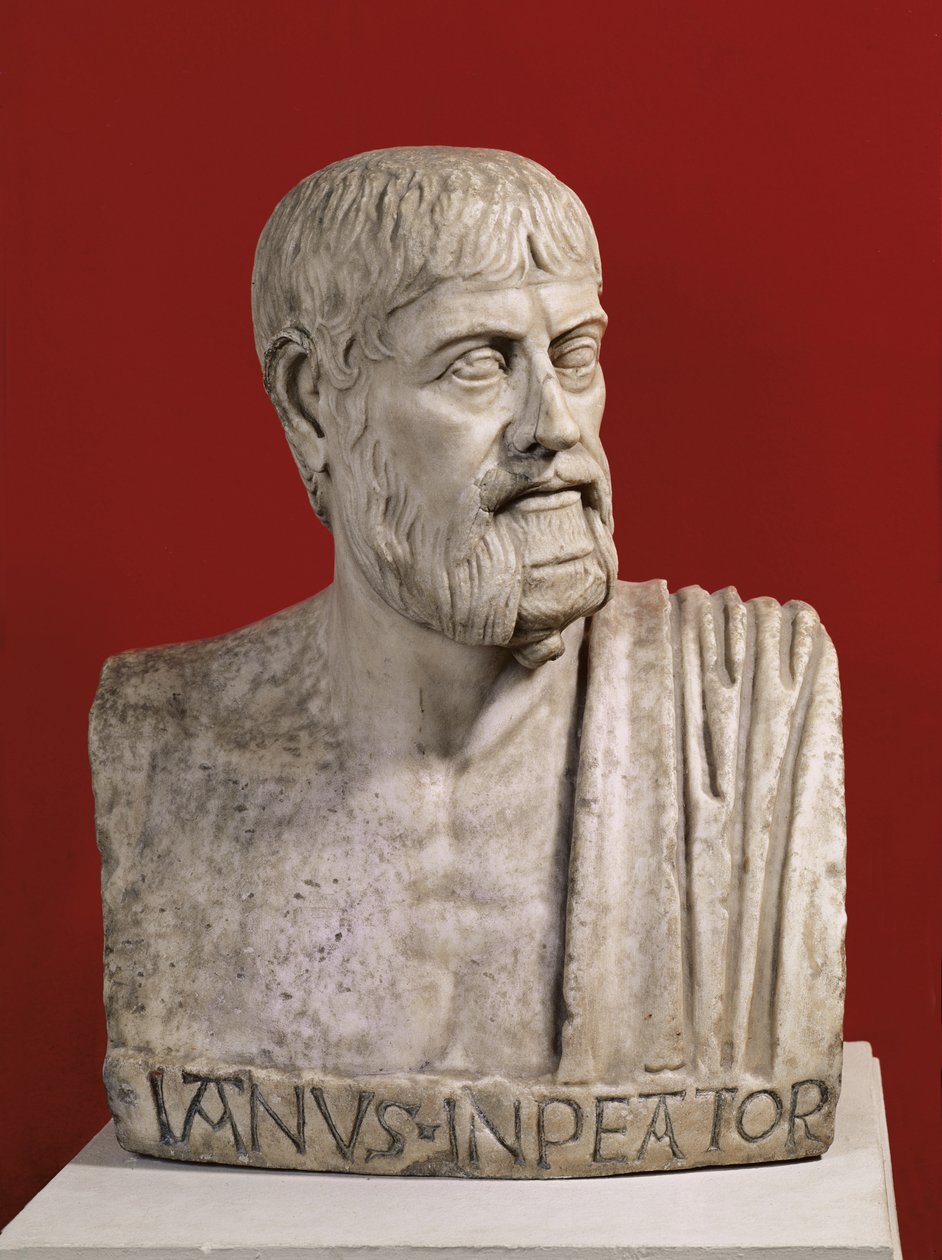 Busto que se presume ser Flávio Cláudio Juliano (331-363) conhecido como Juliano, o Apóstata (mármore) de Roman