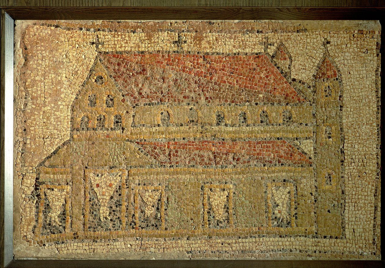 Basílica cristã, pavimento de mosaico, período romano, 2ª metade do século V dC (mármore, calcário, arenito e cerâmica) de Roman