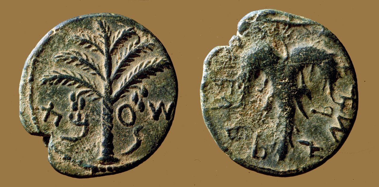 Moedas comemorativas da revolta de Bar-Kokhba contra os romanos, 132-133 (bronze) de Roman