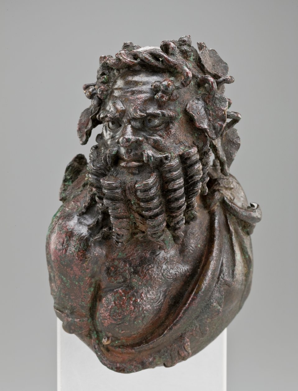 Busto decorativo de Silenus (bronze com incrustações de prata e cobre) de Roman