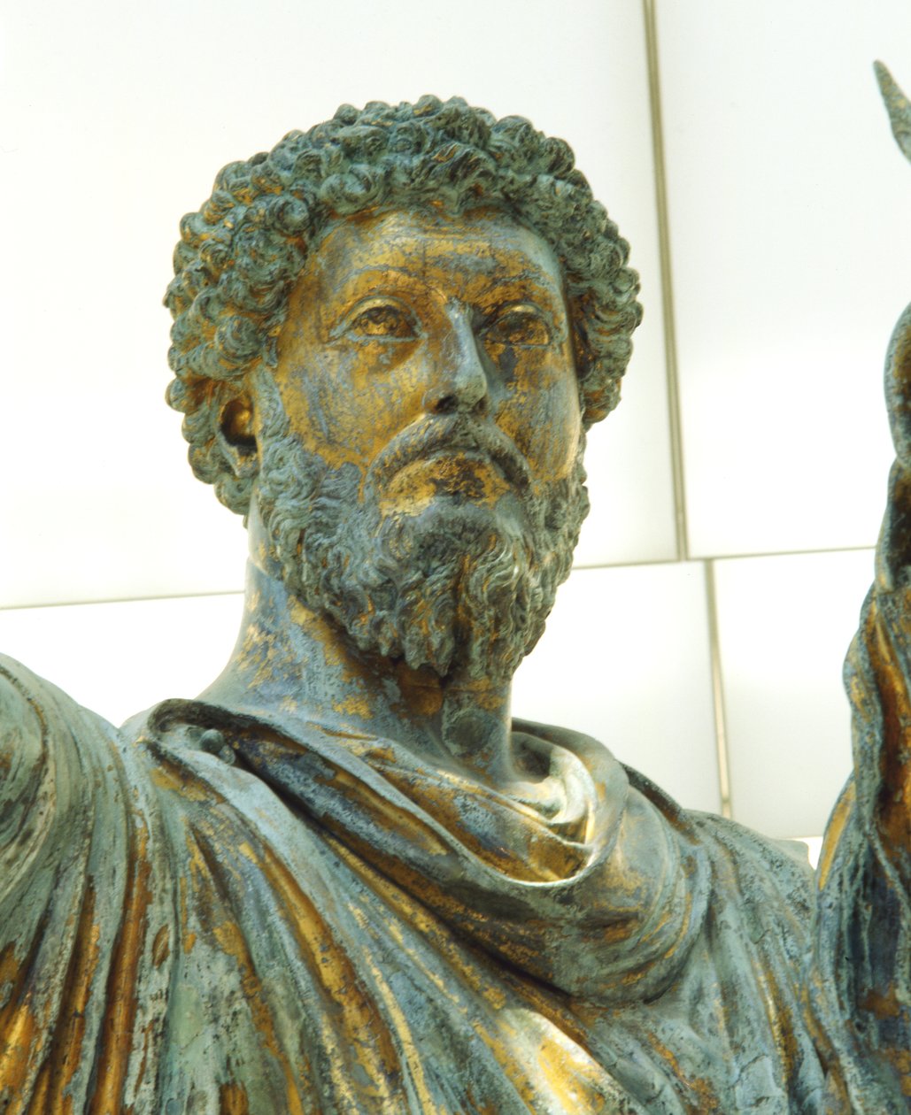 Detalhe da Estátua Equestre de Marco Aurélio (bronze) de Roman