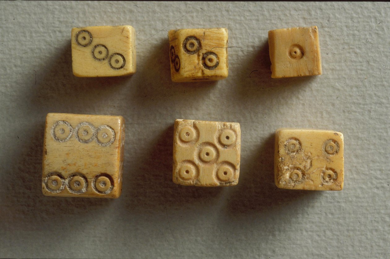 Dado encontrado em Jerusalém, início romano (osso) de Roman