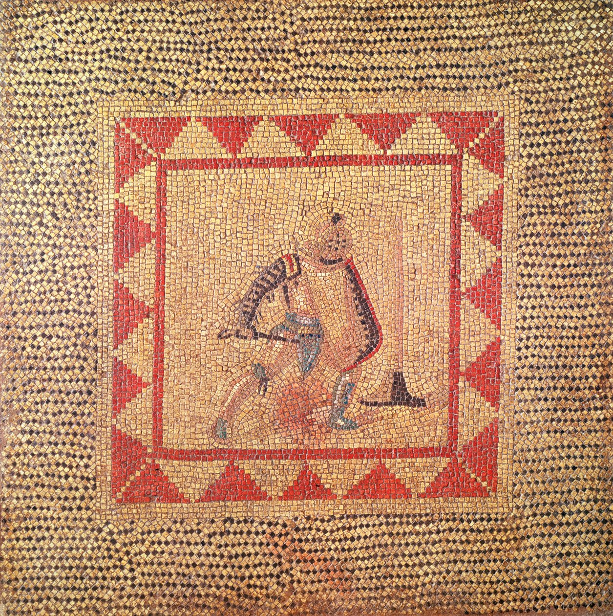 Pavimento representando um gladiador, de Flace (mosaico) de Roman