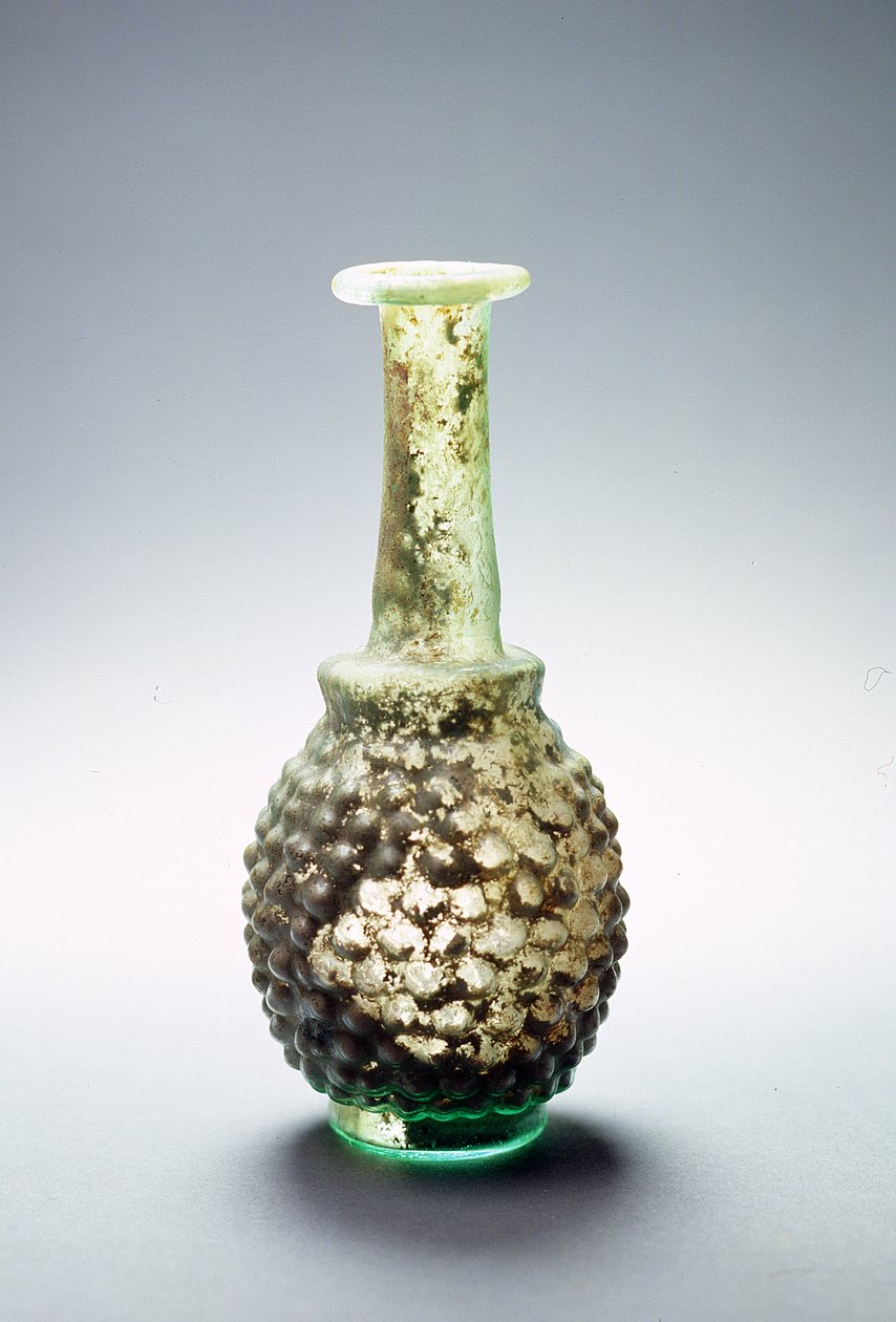 Frasco de vidro de uva, romano, provavelmente feito na Síria ou na Palestina, século 3 dC (vidro) de Roman