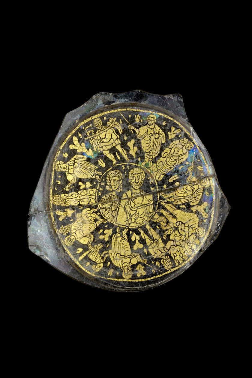 Fragmento de taça de ouro, século IV (vidro) de Roman