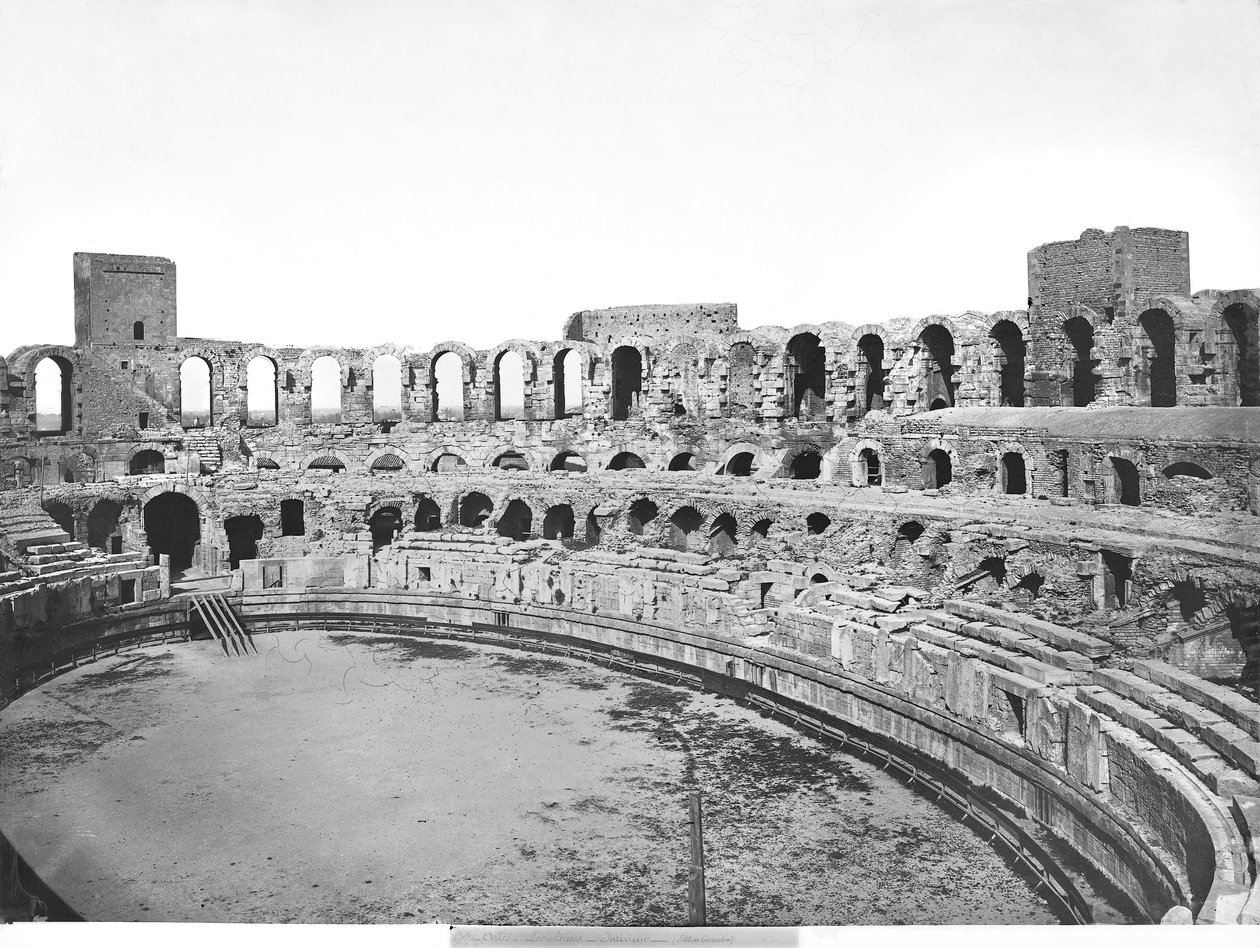 Vista interior, de, a, anfiteatro de Roman
