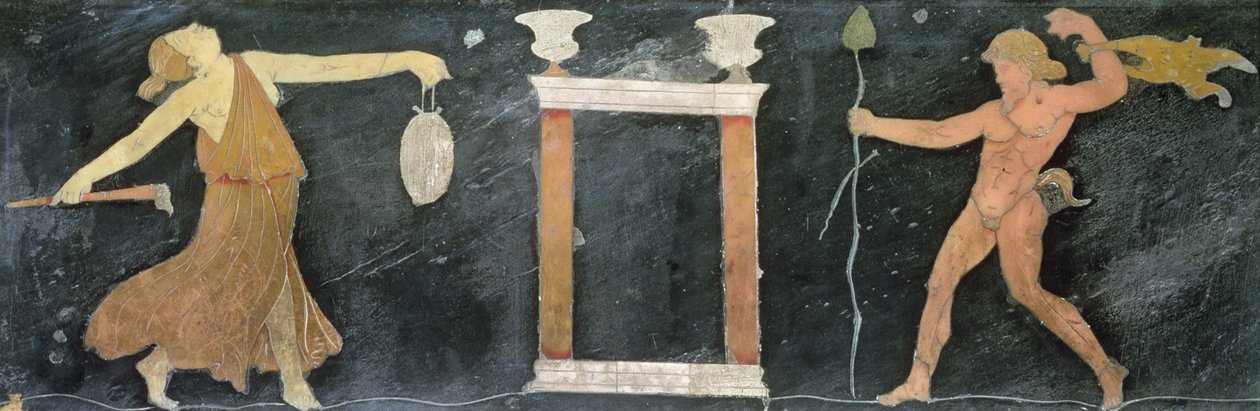 Maenad e dança de sátiro (opus sectile) de Roman