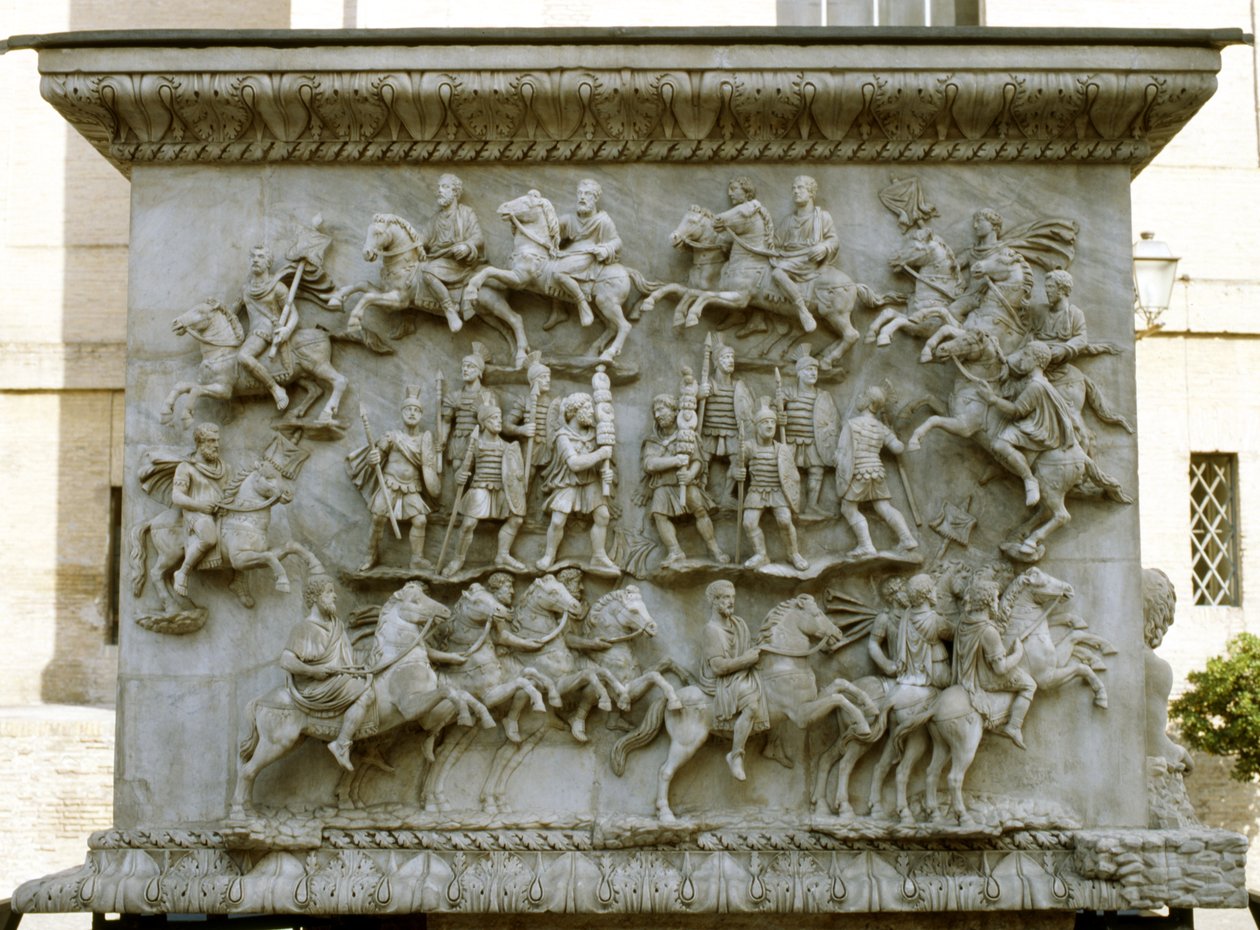 Desfile militar, da base da Coluna de Antonino Pio, c.161 de Roman