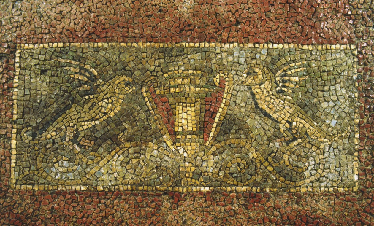 Mosaico de um antigo edifício abaixo do quartel dos Couraceiros no Quirinale, Roma (mosaico) de Roman