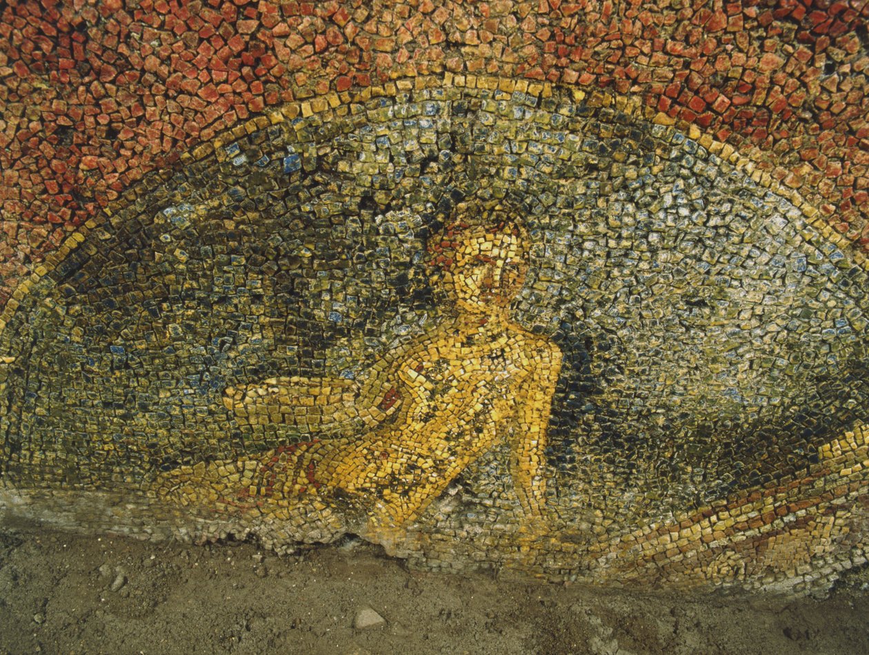 Mosaico de um antigo edifício abaixo do quartel dos Couraceiros no Quirinale, Roma (mosaico) de Roman