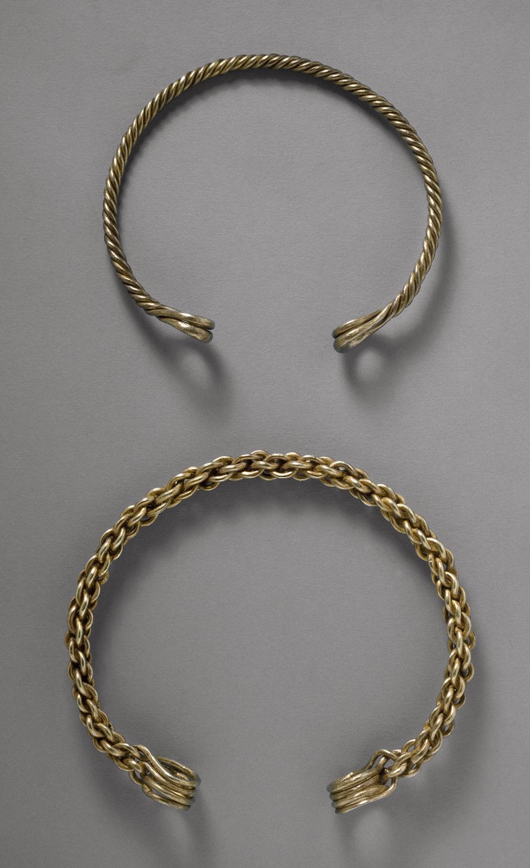 Anéis de Pescoço (Torcs) de Ulceby, Lincolnshire, século I aC (electrum) de Roman