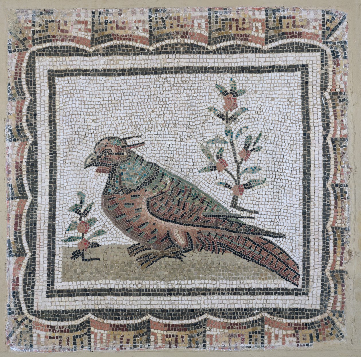 Pavimento representando um faisão (mosaico) de Roman