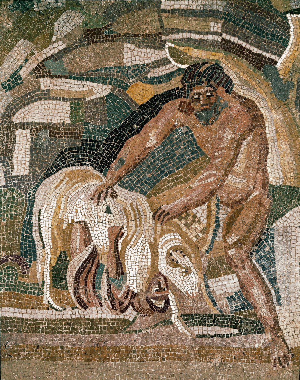 Polifemo procura Odisseu escondido sob as ovelhas, da Villa di Baccano de Roman