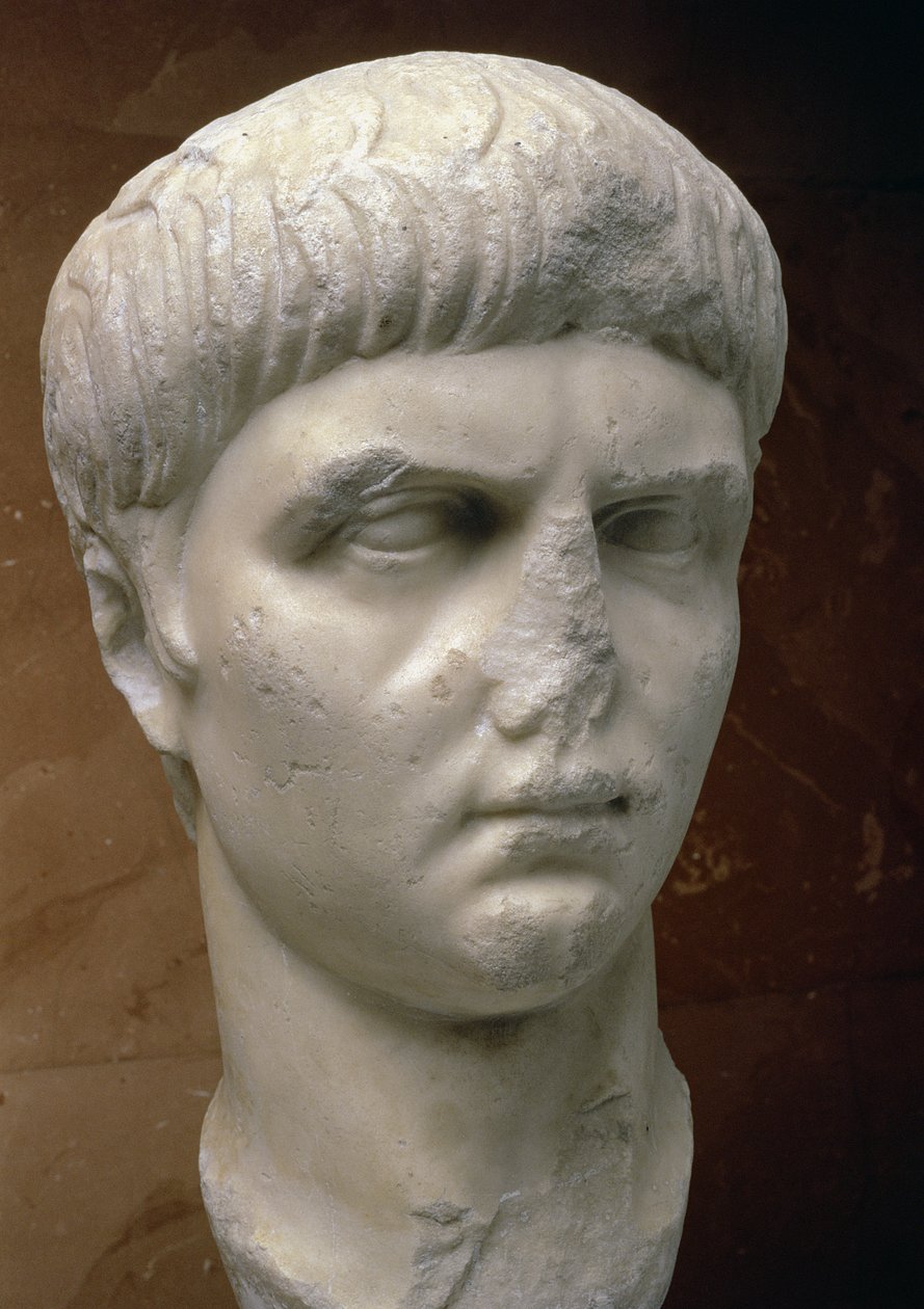 Retrato de Nero (37-68 dC) (mármore) de Roman