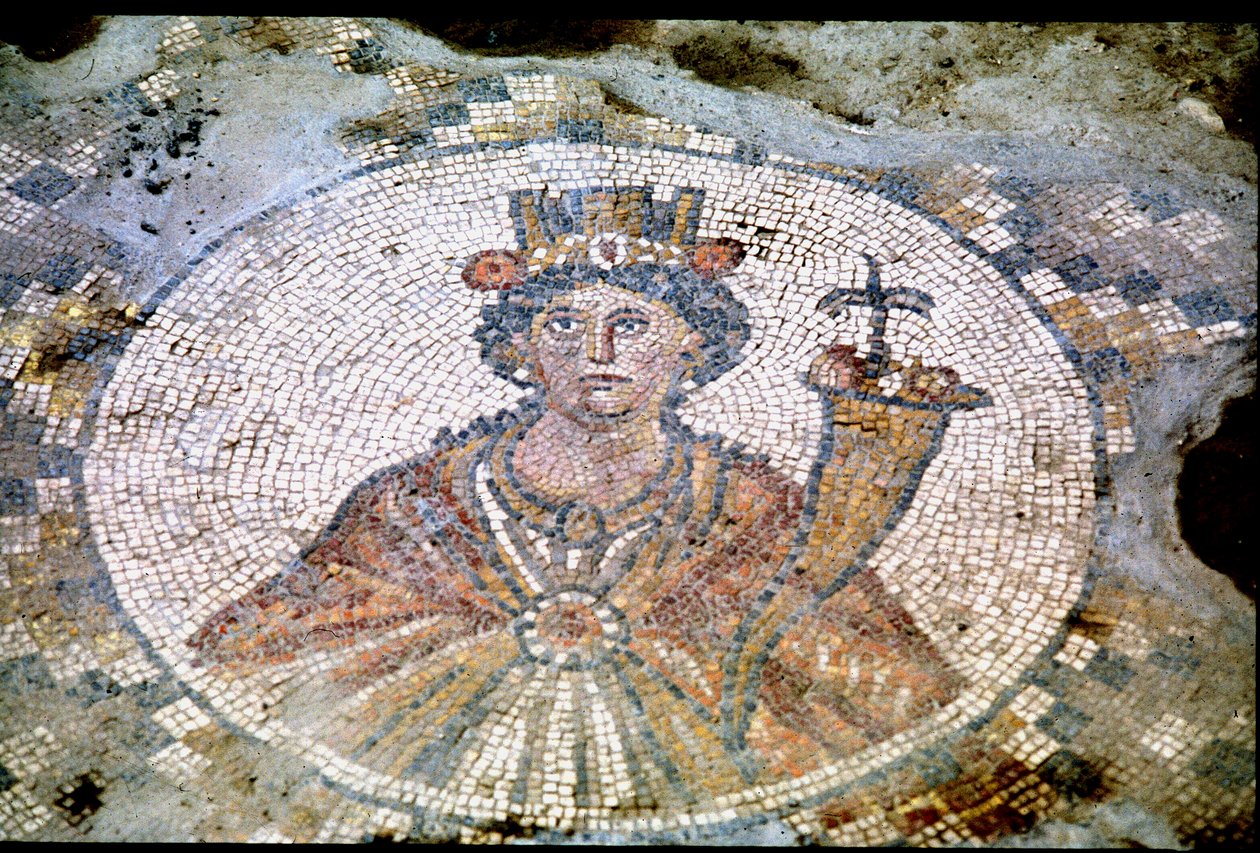 Retrato de Tyche (mosaico) de Roman
