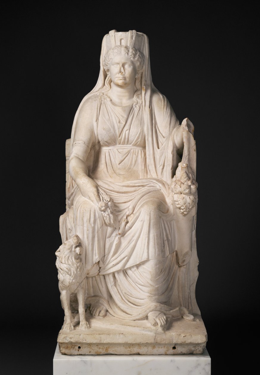 Retrato de uma mulher como Cibele, c.50 AD (mármore) de Roman