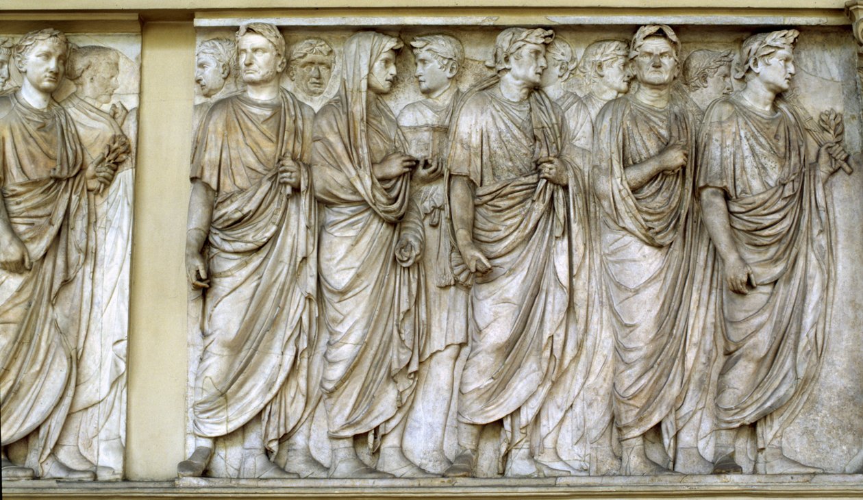 Procissão, parede norte do Ara Pacis (mármore) de Roman