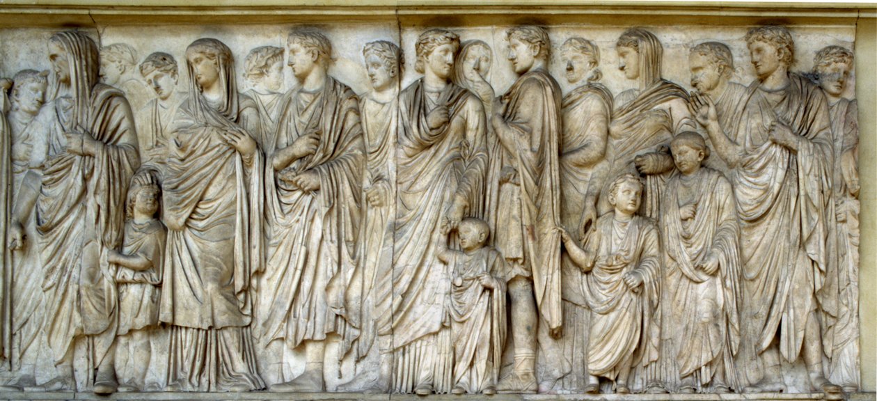 Procissão, parede sul do Ara Pacis (mármore) de Roman