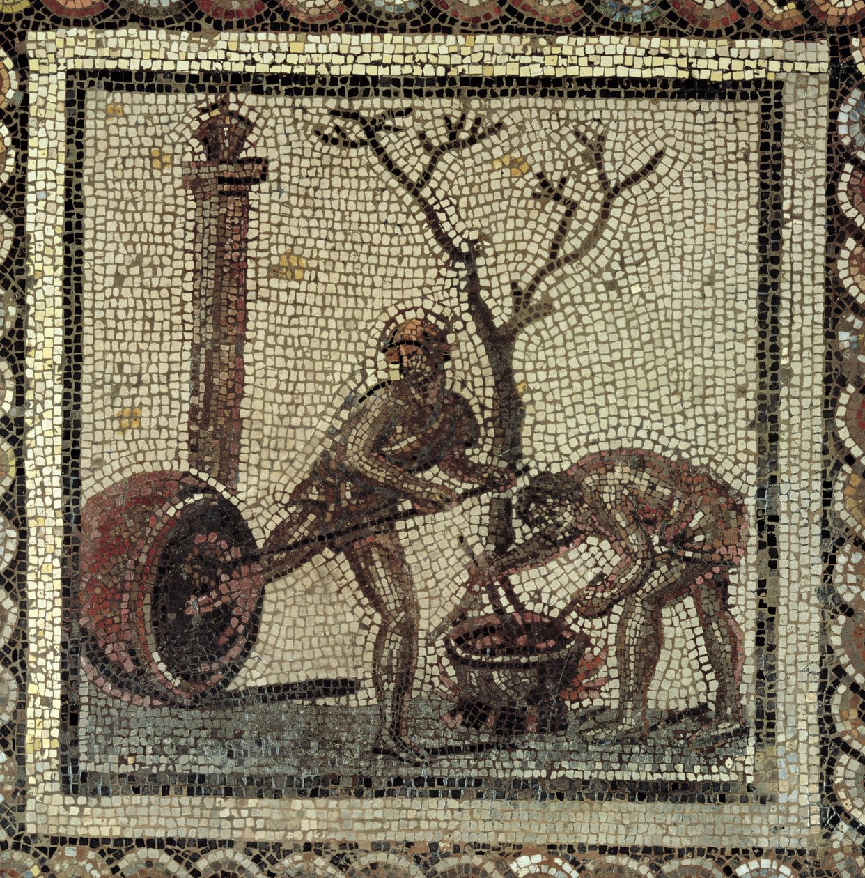 Válvulas para armazenamento de vinho com piche, de Saint-Romain-en-Gal, Ródano-Alpes, França (mosaico) de Roman