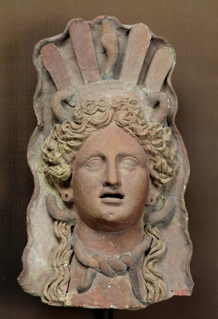 Máscara púnica representando Deméter, do 3º ao 2º século aC (terracota) de Roman