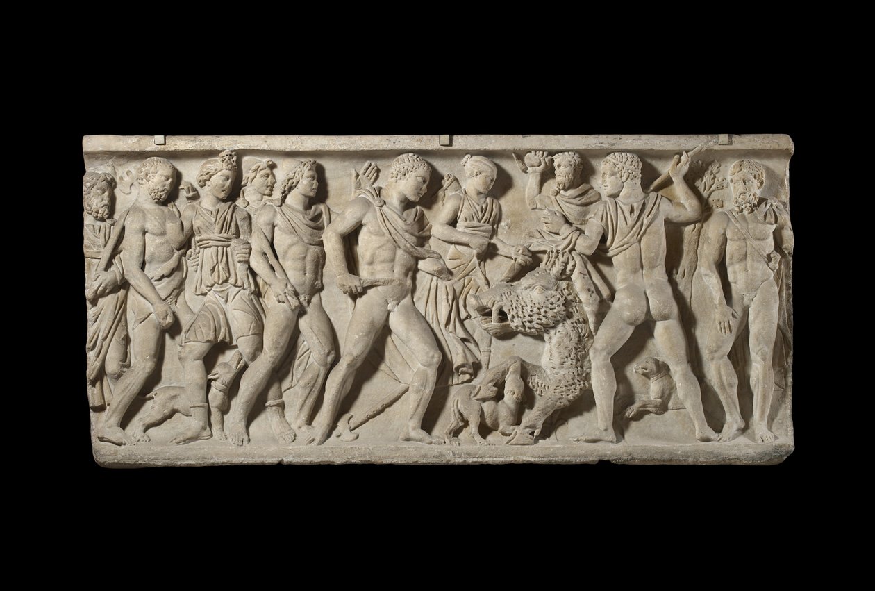 Alívio no sarcófago (mármore) de Roman